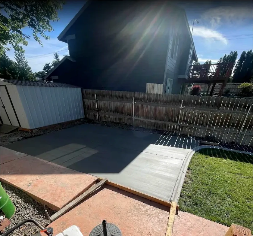 Backyard Concrete Work connected walkway